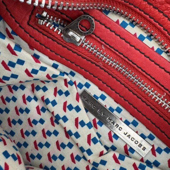 Marc by Marc Jacobs Red Pebbled Leather Crossbody Shoulder Bag Satchel Purse - Picture 3 of 7